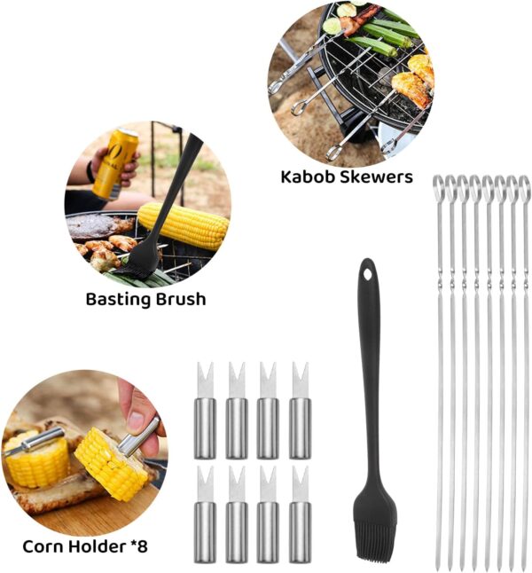 BBQ Tools Set, 24Pcs Stainless Steel BBQ Accessories with Storage Bag Professional Barbecue Tool Kit Grill Utensils for Men Women Outdoor Camping Party and Picnic - Image 3