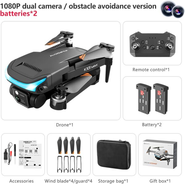 Drone with Camera for Adults 1080P HD FPV Camera, Drone for Beginners with Altitude Hold, One Key Landing, Obstacle Avoidance, Speed Adjustment, Headless Mode, 3D Flips, 2 Modular Batteries - Image 7