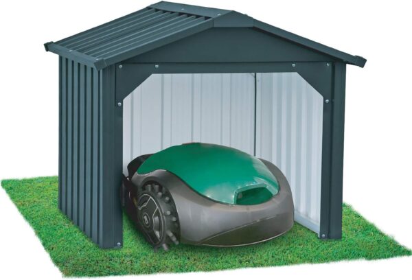 Duramax Robotic Lawn Mower Metal Garage, Closed Back, Protects Lawn Mowers & Battery Charging Stations, Made of Hot-Dipped Galvanized Steel, Weatherproof & UV-Protected Robot Lawnmower Carport - Image 9