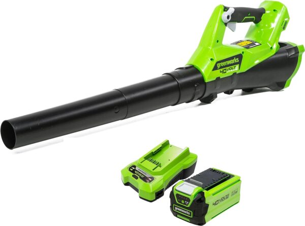 Greenworks Cordless Leaf Blower with Cruise Control, Lightweight Axial Leaf Blower 177km/h 11.05m3/min, 40V 2Ah Battery & Charger, Electric Leaf Blower Cordless Garden Blower, 3 Year Guarantee G40ABK2 - Image 2