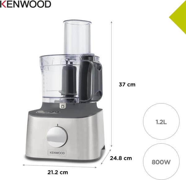 Kenwood Multipro Compact+ FDM312 SS, 5-in-1 Compact Food Processor, Stainless Steel, 2.1 L Capacity, digital weighing scale, Jug Blender, Spicemill, 2x Smoothie Blender, 800 W - Image 6