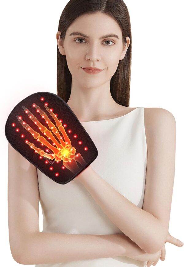 Hottoerak Red Light Gloves, 3 in 1 Chip Hand Red LED Light, 660nm Red Light and 850nm Infrared Light Gloves with Timer for Fingers, Wrists - Image 2