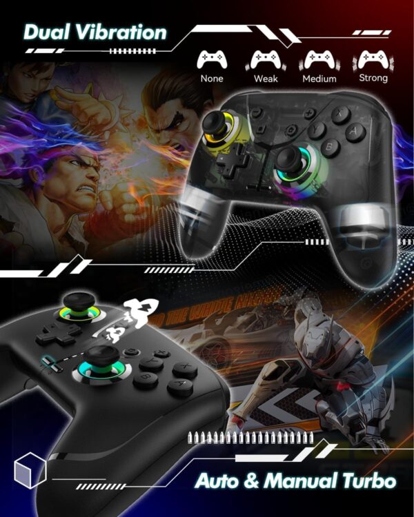 Switch Wireless Controller, Game Controller, Switch Pro Gamepad, 4 vibration modes, 3 turbo modes, compatible iPhone/Android/Phone/PC/Steam/Mac/iOS/iPad/TV with programming/turbo/motion/wake-up/RGB - Image 6