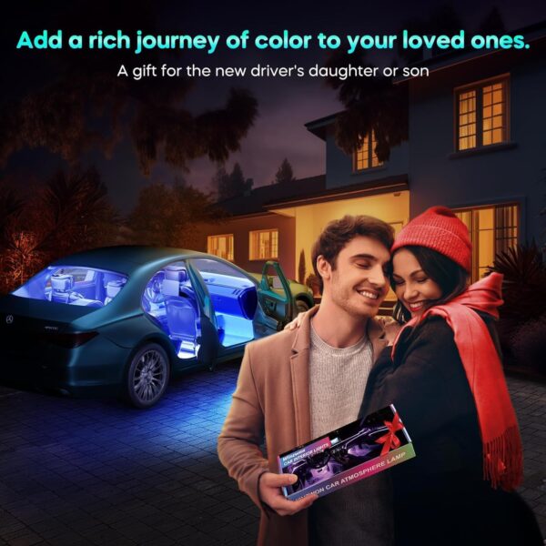 Winzwon Car LED Interior Lights, Gifts for Him Her, Car Accessories for Men Women, Car Strip Light with USB Port APP Control, Car Stuff Lighting Kits Decoration Atmosphere Lights - Image 7