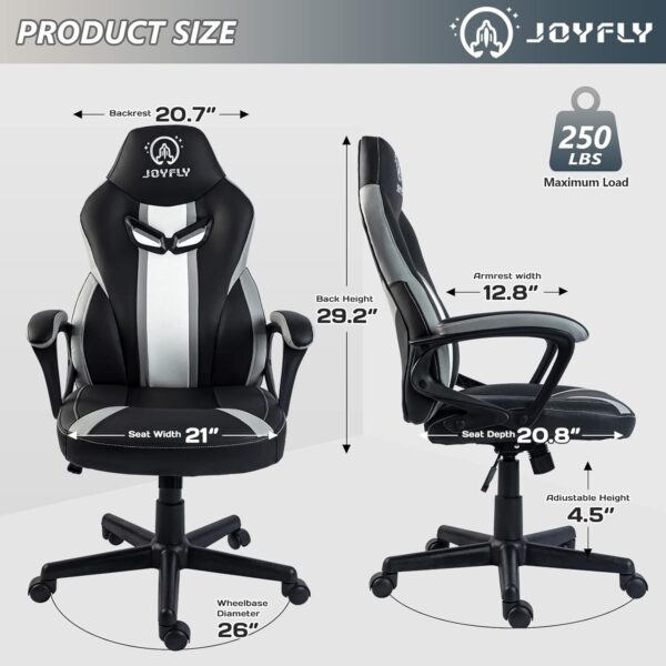 JOYFLY Computer Chair Office Gaming Chair for Adults,Racing Style Ergonomic PC Chair with Adjustable Swivel Chair with Lumbar Support(Black) - Image 4