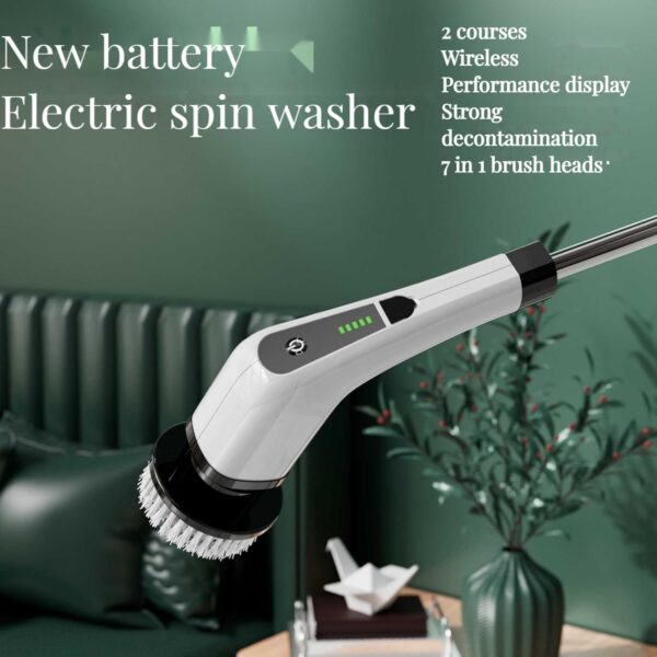 Electric Spin Scrubber, Upgraded Cordless Cleaning Brush wDrill Brush Heads, Tub and Floor Tile 360 Power Scrubber Mop with Adjustable Handle for Bathroom Kitchen Car (White) - Image 3