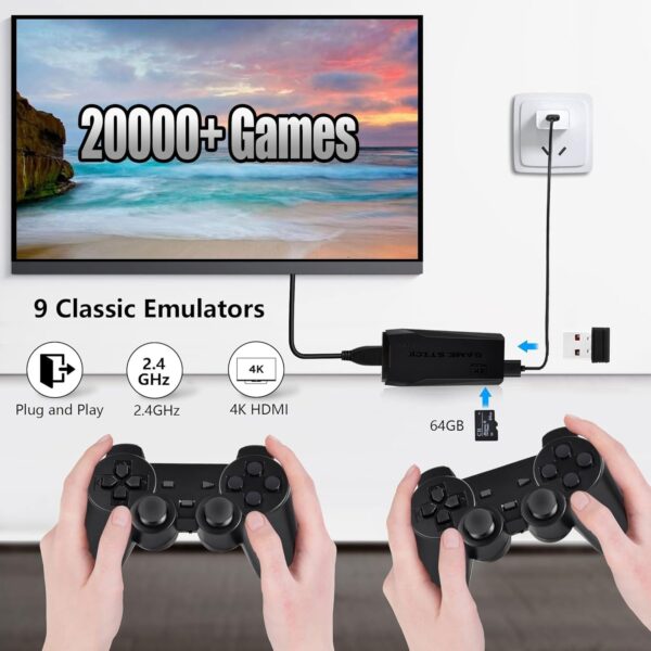 Retro Games Console With Dual 2.4g Wireless Controllers, Revisit Classic Games with Built-in 21000+ Games, Video Game Console, Plug And Play Retro Game Stick for TV, Toys Gifts for Kids Adult - Image 3