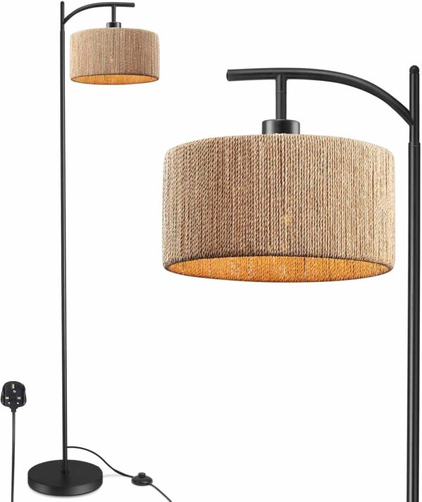 IC INSTANT COACH Floor Lamp for Living Room Farmhouse Rattan Standing Lamp, Industrial Black Handmade Floor Light, Rustic Boho Tall Pole Lamp for Living Room, Bedroom, Office E27 - Image 2