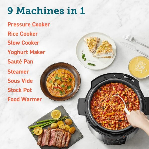 COSORI Pressure Cooker 5.7L, 70% Faster, 65+ Recipes(Cookbook & Online), 13 Presets, 9-in-1 Multi Cooker(Slow & Rice Cooker, Sous vide, Cake & Yoghurt Maker, Steamer, etc.), Non-Stick - Image 3