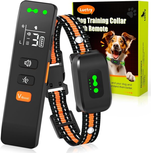 Luctry Dog Training Collar with Remote, 3300Ft Anti Bark Collar for Dogs, IP67 Waterproof, Sound & Vibration Training Modes with Safety Lock USB Rechargeable Dog Collar for 8-100lbs Dogs - Image 2