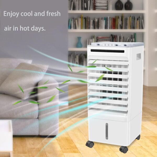 SONBION Evaporative Air Cooler, 4 In 1 Air Cooler Cool Fan Humidifier Air Purifier, Room Cooler with 4 Ice Trays, Evaporative Cooler for Home Office, Cooler Fan with Wheel, 5l Water Tank - Image 8