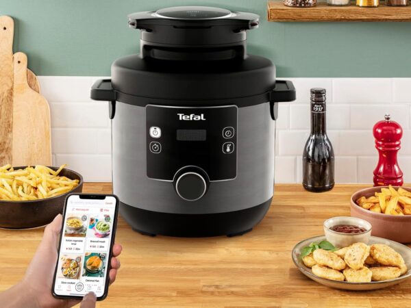 Tefal Turbo Cuisine & Fry, 7.6L Electric Pressure Cooker with Air Fryer lid, programmes inc Fry, Roast, Grill, Slow cooker, Rice cooker, 7.6L, 1200W, Plastic, Black, CY778840 - Image 7