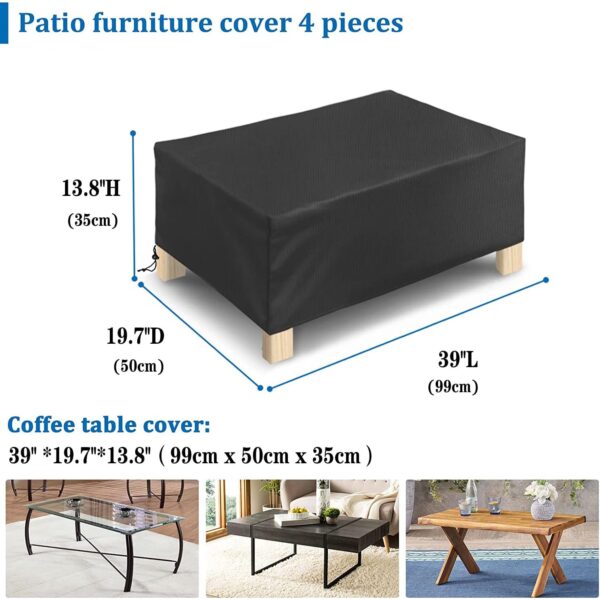 Patio Furniture Cover 4-Piece,Outdoor Garden Furniture Covers ,Upgraded 420D Heavy Duty Oxford Fabric Garden Table Cover with Air Vent Windproof Patio Furniture Set Covers with 2 Windproof Buckles - Image 4