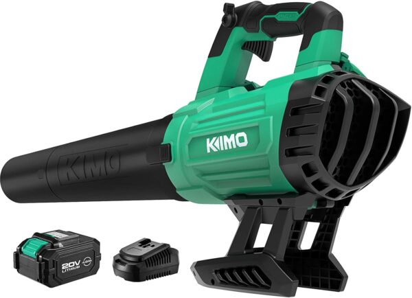 KIMO Cordless Leaf Blower - 400CFM Battery-Powered Blower for Blowing Wet Leaves, Snow Debris and Dust, 20V Electric Leaf Blower with Battery ＆ Charger for Lawn Care Garden Yard Work Around The House - Image 2