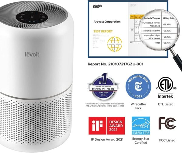 Levoit Air Purifier for Home Bedroom with HEPA & Carbon Air Filters CADR 187 m³/h, 80m², removes Pollen Allergies Dust Smoke, Air Cleaner with Timer, Quiet 24dB Sleep Mode, Air Frenshener, Core 300 - Image 13