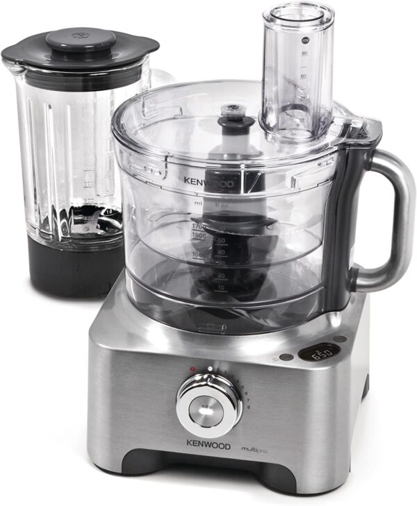 Kenwood MultiPro Sense Food Processor, 3.5 Litre Bowl, 1.6 Litre Thermo-resist Glass Blender, 4 attachments, 5 Slicing and Grating Plates, Built in Weighing Scale, 1000 W, FPM810, Silver - Image 2