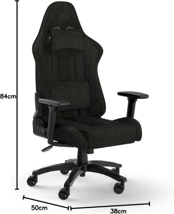 Corsair TC100 Relaxed Fabric Gaming Chair, Nylon, Black, One Size - Image 3