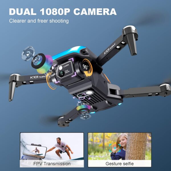 Drone with Camera for Adults 1080P HD FPV Camera, Drone for Beginners with Altitude Hold, One Key Landing, Obstacle Avoidance, Speed Adjustment, Headless Mode, 3D Flips, 2 Modular Batteries - Image 3