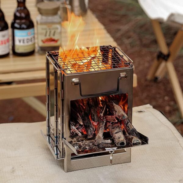 Portable Camping Stove & Grill - Foldable Alcohol/Charcoal/Twig Wood Campfire (Small) - Image 5