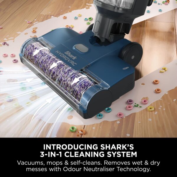 Shark HydroVac Corded Hard Floor Cleaner with Antimicrobial Brush-Roll, Odour-Neutralising Multi-Surface Solution & 7.6m Cord, Self-Cleaning, Vacuums & Mops Wet & Dry Messes, Navy Blue WD110UK - Image 4