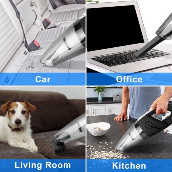 URAQT Handheld Vacuums Cordless, 4500 Pa Portable Handheld Hoover, 120W USB Rechargeable Car Vacuum Cleaner, Lightweight Wet Dry Vacuum, Car Hoover for Kitchen, Car, Office, Home, Pet Hair Cleaning - Image 9