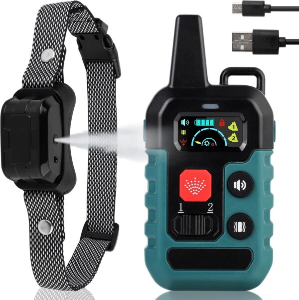 No Shock Safe Humane Stop Barking Device, Dog Training Anti Bark Collar with Remote, 3 Modes Spray/Vibration/Sound 1000FT Control Range for S/M/L Dogs - Image 2