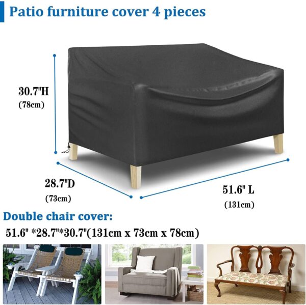 Patio Furniture Cover 4-Piece,Outdoor Garden Furniture Covers ,Upgraded 420D Heavy Duty Oxford Fabric Garden Table Cover with Air Vent Windproof Patio Furniture Set Covers with 2 Windproof Buckles - Image 3