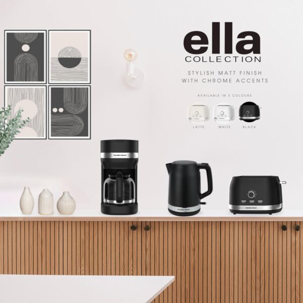 Hamilton Beach Ella Coffee Machine, 1.5L, Filter Coffee Maker, Makes 12 Cups, Removable Washable Filter, Anti-Drip, Water Level Window, 900W - HBC9453MB, Matte Black - Image 9