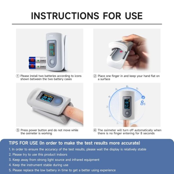 yuwell Pulse Oximeter Fingertip Blood Oxygen Saturation Monitor with Pulse Rate Display - Image 10