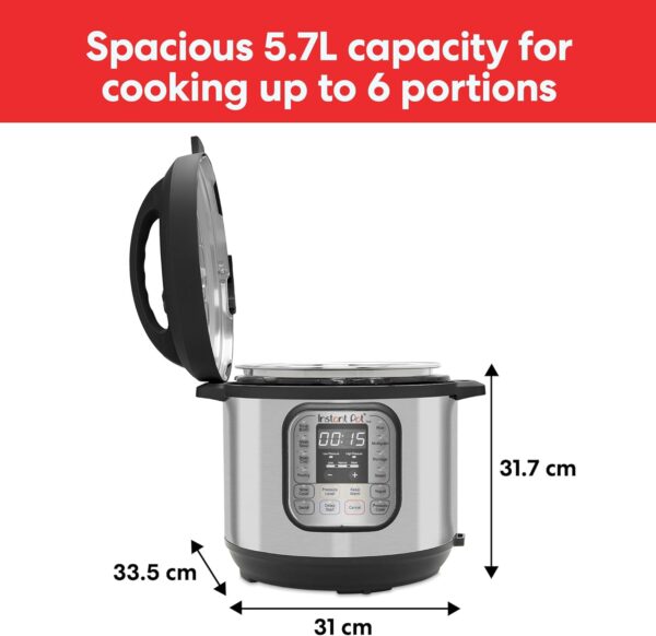 Instant Pot DUO 60 Duo 7-in-1 Smart Cooker, 5.7L - Pressure Cooker, Slow Cooker, Rice Cooker, Sauté Pan, Yoghurt Maker, Steamer and Food Warmer, Brushed Stainless Steel - Image 7