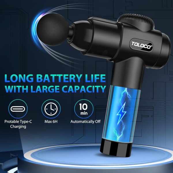 TOLOCO Massage Gun, Upgrade Percussion Muscle Massage Gun for Athletes, Handheld Deep Tissue Massager - Image 5