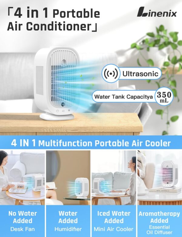 Portable Air Conditioner, Mini Air Conditioning Unit, 4-in-1 Evaporative Air Cooler, Portable Air Cooler With 5 Wind Speed, Humidifier Air Cooling Fan,Personal Air Cooler Fan for Room,Home,Office - Image 6