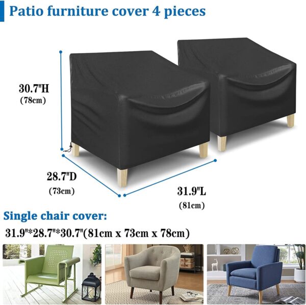 Patio Furniture Cover 4-Piece,Outdoor Garden Furniture Covers ,Upgraded 420D Heavy Duty Oxford Fabric Garden Table Cover with Air Vent Windproof Patio Furniture Set Covers with 2 Windproof Buckles - Image 5