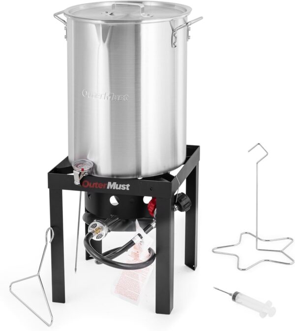 OuterMust Turkey Deep Fryer with Propane Burner Set 30 Qt. Turkey Fryer for Outdoor Cooking 50,000 BTU with Oil Bags, Ideal for Cooking Turkey, Crawfish, Crab - Image 2