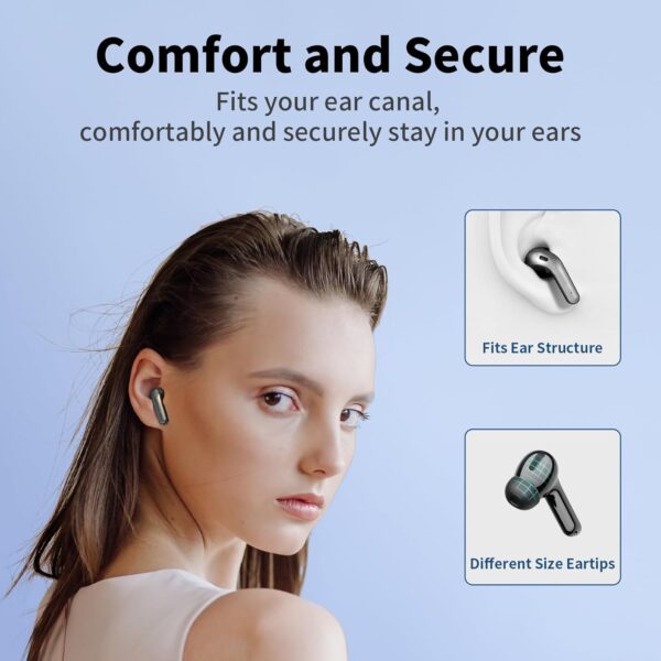 TAGRY Bluetooth Headphones True Wireless Earbuds 60H Playback LED Power Display Earphones with Wireless Charging Case IPX5 Waterproof in-Ear Earbuds with Mic for TV Smart Phone Computer Laptop - Image 8