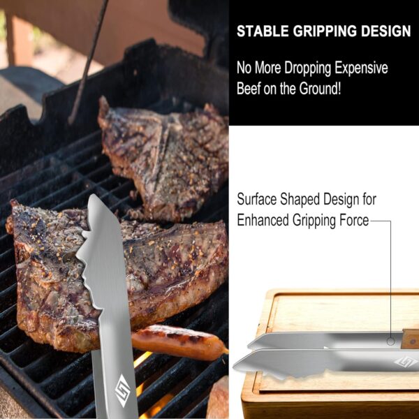 Charcoal BBQ Accessories, Gas BBQ Grill Tongs, 17 Inch Long BBQ Tools, Cooking Tongs for Barbecue, Dad Gifts, Gifts for Men. - Image 4