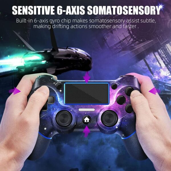 AceGamer[Upgraded Version] Wireless Controller for PS4 Game Compatible with PS4/Pro/PC with Motion Motors and Audio Function,Mini LED Indicator,USB Cable,Anti-Slip (Starry Sky) - Image 5