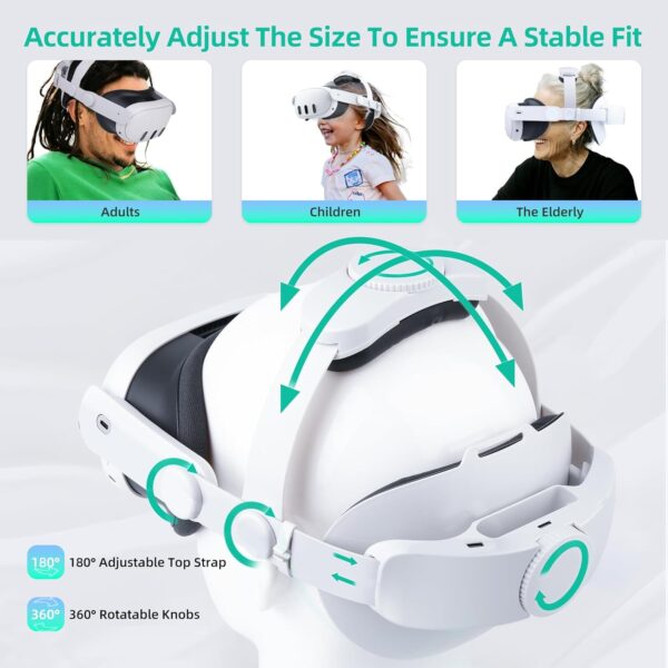 Noiposi Head Strap for Meta Quest 3 & Quest 2,Elite Strap Replacement for Oculus Quest 2 & Quest 3, VR Headset Accessories with Double Knob Adjustable Enhanced Support & reduce pressure & comfortable - Image 5