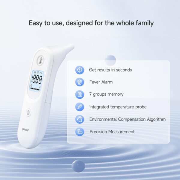 yuwell Ear Thermometer for Kids and Adult, Digital Infrared Thermometer Ideal for Home Use, Instant Accurate Reading and Fever Alarm, Batteries and Storage Case are Included - Image 4