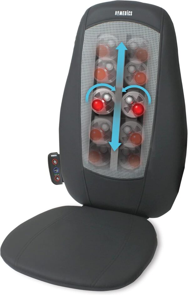 HoMedics Shiatsu Back and Shoulder Massager - Adjustable Massage Chair, Ease Stiffness/Tension with 3 Zone Settings, Relax Full, Upper + Lower Back Muscles, Roller, Vibration, Soothing Heat – Black - Image 2