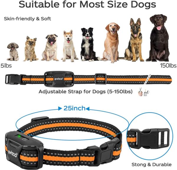 Wizco Dog Collar - 3300Ft Dog Training Collar with Remote for 5-120lbs Small Medium Large Dogs Rechargeable Waterproof e Collar with Beep (1-8), Vibration(1-16), (Orange) - Image 5