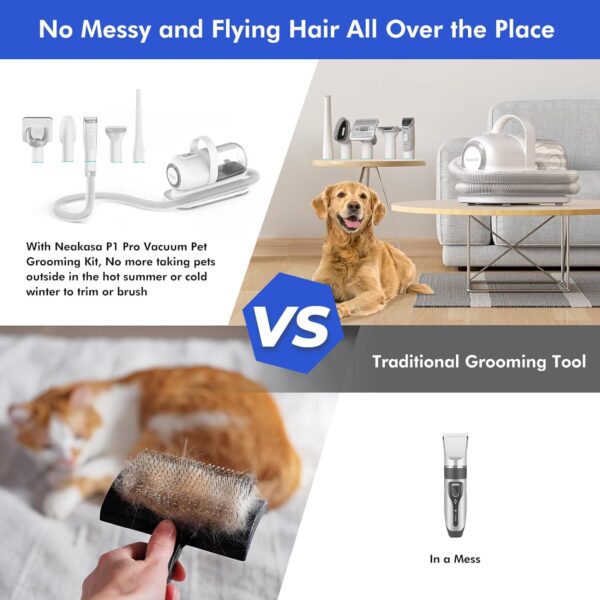 Neakasa Self Cleaning Dog Grooming Kit Professional, 13000Pa P1 Pro Dog Vacuum Groomer, Dog Grooming Clippers Corded for Thick Short Long Hair, Dog Cat Brushes for Grooming Shedding, Silent - Image 5