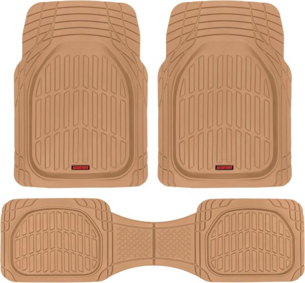 Motor Trend - MT-923-BG 923-BG Beige FlexTough Contour Liners-Deep Dish Heavy Duty Rubber Floor Mats for Car SUV Truck & Van-All Weather Protection, Trim to Fit (Tan Beige) - Image 2