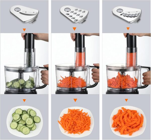 Food Processor, TopStrong 6-in-1 Food Processor and Blender with Chopping Slicing Shredding Kneading Stirring, 800W, 2 Speeds with Pulse, 2L Mixing Bowl, 3-in-1 Cutting Disc - Image 7