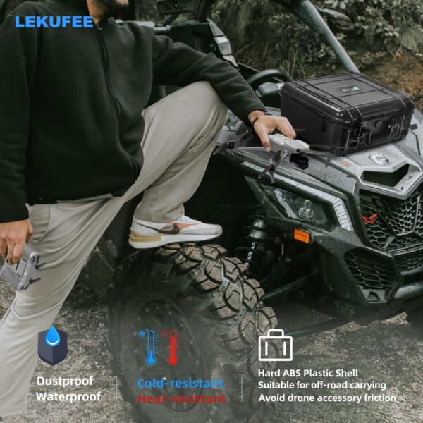 Lekufee Waterproof Hard Carrying Case Compatible with DJI Air 3 Drone/DJI Air 3 Fly More Combo/DJI RC 2/DJI RC N2 Remote Controller and Accessories(Case Only) - Image 6