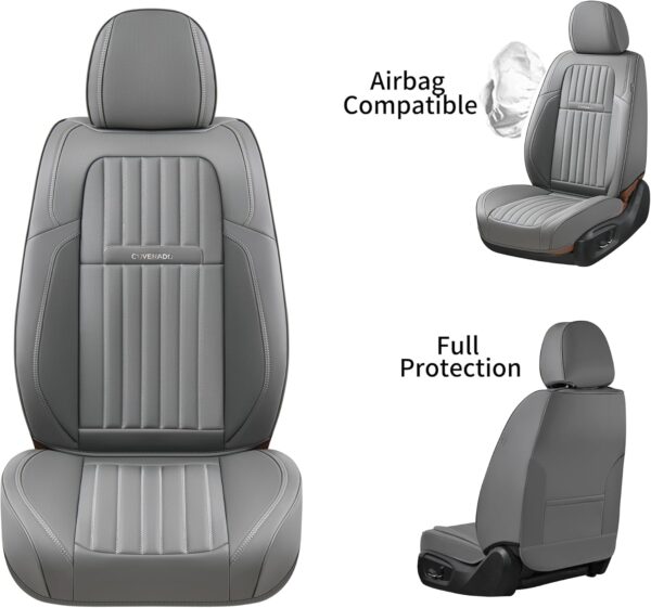 Coverado Car Seat Covers Universal Full Set Car Seat Protector Fit for Most VANS Trucks, Nappa Leather Car Seat Accessories, Waterproof Car Seat Cushion Fit for Most Cars - Image 4