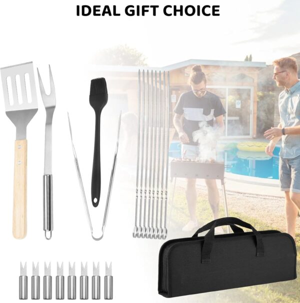 BBQ Tools Set, 24Pcs Stainless Steel BBQ Accessories with Storage Bag Professional Barbecue Tool Kit Grill Utensils for Men Women Outdoor Camping Party and Picnic - Image 9