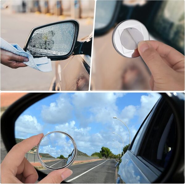 Cobee Car Blind Spot Mirror, 2pcs Adjustable HD Convex Glass Mirror Car Door Mirrors Automotive Exterior Mirrors Mirror for Blind Side Seamlessly Contours to Rear View Side Mirrors Peel & Stick - Image 7