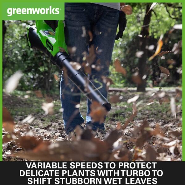 Greenworks Cordless Leaf Blower with Cruise Control, Lightweight Axial Leaf Blower 177km/h 11.05m3/min, 40V 2Ah Battery & Charger, Electric Leaf Blower Cordless Garden Blower, 3 Year Guarantee G40ABK2 - Image 6