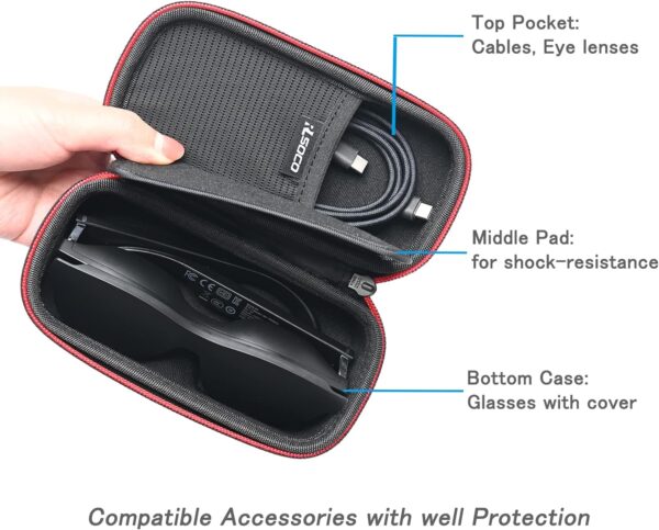 RLSOCO Carrying Case Compatible With XREAL Air/Air 2 AR Glasses (Case Only), Black, Large - Image 5